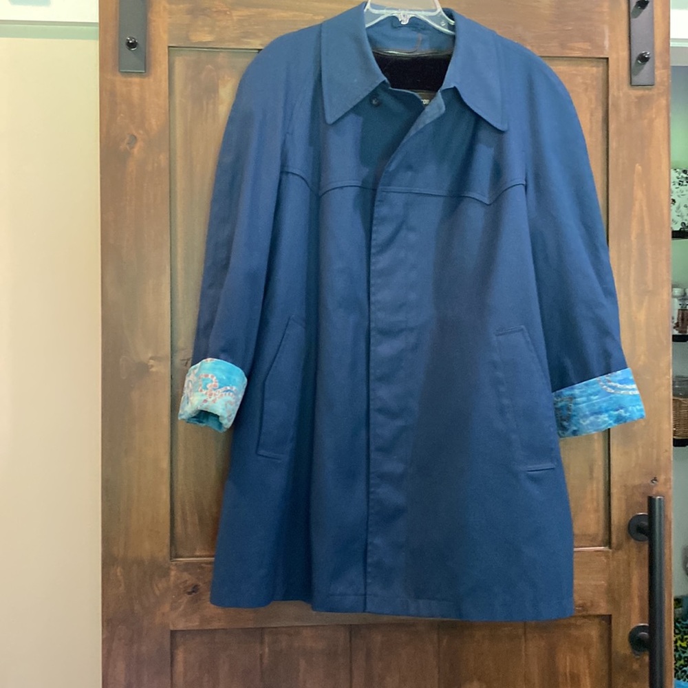 E196 London Fog Navy Blue Winter Coat 42R Awesome Find